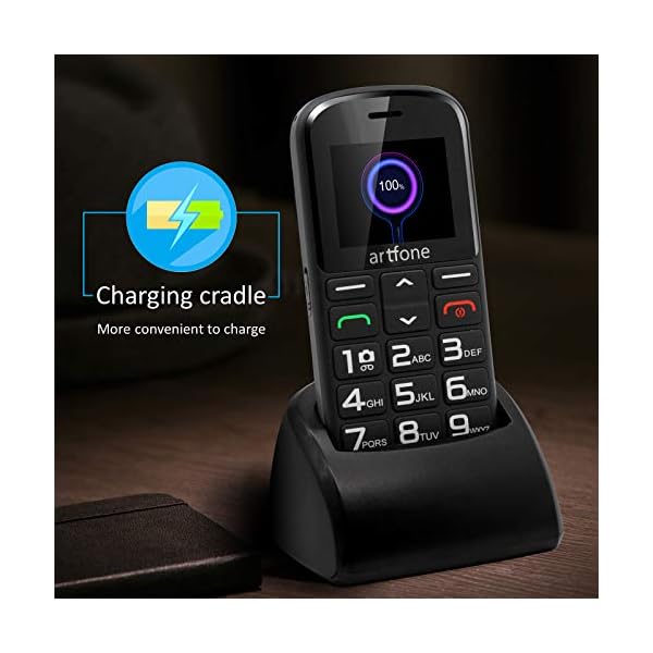 Mobile-Phone-for-Elderly-People-artfone-1400mAh-Battery-Big-Button-Mobile-Phones-Dual-SIM-Unlocked-SOS-Button-Torch-Side-Buttons-Camera-and-Charging-Dock-Black artfone Mobile Phone for Elderly People, 1400mAh Battery Big Button Mobile Phones Dual SIM Unlocked, SOS Button, Torch…