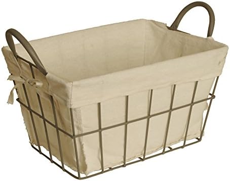 wald importsWire Market Basket with Cloth Liner, Medium, Gray