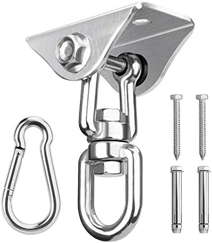 GEPSERT 250 kg capacity stainless steel ceiling hook, 360° rotating swing hook for concrete wood, hammock, veranda seat, chair, swing, yoga and more