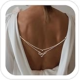 Layered Back Necklace Chains for Backless Dress Bridal Wedding Rhinestone Back Body Jewelry for Women