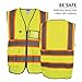 SHORFUNE High Visibility Safety Vest with Pockets, Mic Tab, Reflective Strips and Zipper, ANSI/ISEA Standards,Yellow,XL