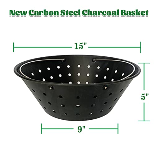 KAMaster Carbon Steel Charcoal Basket Fire Bowl for Large Big Grenn Egg
