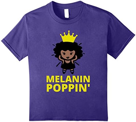 Kids Melanin Poppin Shirt Queen African American Pride T-Shirt 12 Purple