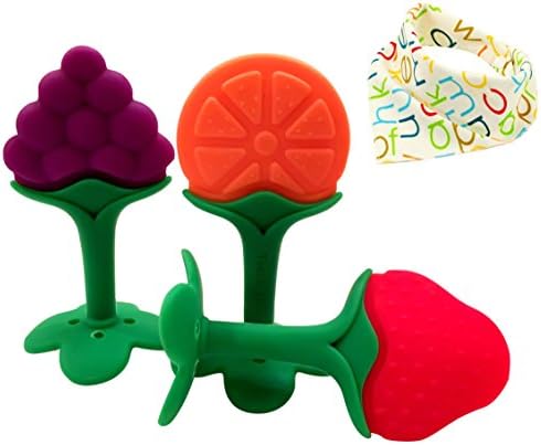 Teenie Greenie Baby Premium Sensory Teething Toys &amp; Organic Cotton Bib Gift Set (Alphabet)
