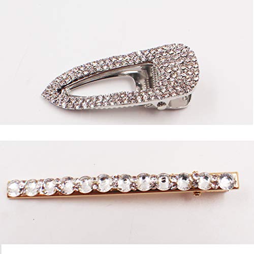 9PCS Glitter Sparkly Rhinestone Hair Clips Pearls Hairpins Barrettes Handmade Crystal Alligator Clips Hair Accessories for Girls Women Bridesmaid Wedding Bridal
