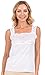 Patricia Women's Ultra Soft Stretch Camisole Wide Strap with Lace Trim Tank Top (White, Large)