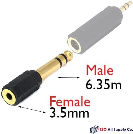 IZO.ELECTRIC - Stereo Jack Adapter 6.35mm (1/4 Inch) Stereo Plug to 3.5mm Audio Adapter, Gold Plated