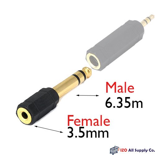 IZO.ELECTRIC - Stereo Jack Adapter 6.35mm (1/4 Inch) Stereo Plug to 3.5mm Audio Adapter, Gold Plated