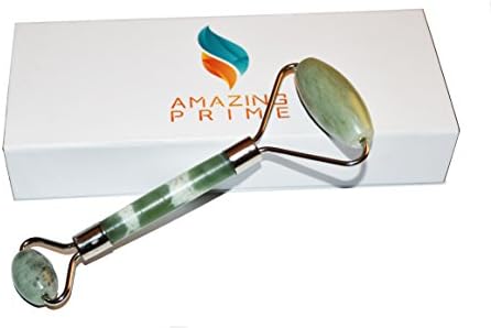 Jade Roller for Face | 100% Real Jade | Natural Jade Facial Massager Set for Woman and Man | Best Anti-Aging and Double Neck Slimming Therapy Nephrite Roller | Double Sided | Gift Box |Amazing Prime