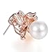 XZP Women's Fashion Earring Gifts Simulated Pearl Flower Stud Earrings with Crystal for Women