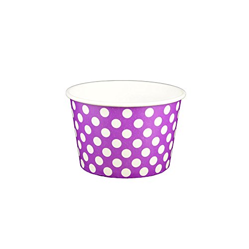 Yocup 8 oz. Polka Dot Purple Paper Ice Cream / Frozen Dessert Cup - 100 ct