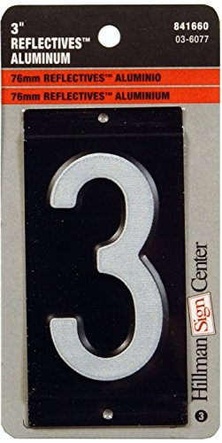 The Hillman Group 841660 3-Inch Aluminum Reflective Mailbox Number 3 (2 Pack)
