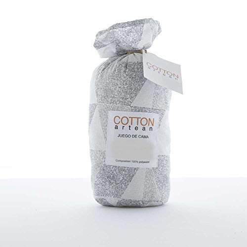 COTTON ARTean Sheet set 200x200 brushed microfiber CUDILLERO grey 4 pieces: Top sheet, 2 pillow cases, Adjustable fitted sheet