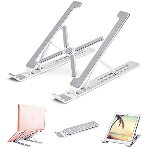 Adjustable Laptop Stand Portable for Desk, Aluminum Ventilated Desktop Computer Laptop Holder Riser for MacBook air pro Accessories,Tablet Ipad Stand, 7 Height, 10-17” Notebook and Tablet