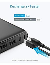 Anker PowerCore 26800 Cargador portátil, 26800 mAh Batería Externa con Doble Puerto de Entrada y Doble Velocidad Recargable, 3 Puertos USB para iPhone, iPad, Samsung Galaxy, Android