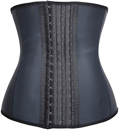 TXZTrade Women's Latex Waist Trainer Workout Corset Cincher,TXZ1208-Black-L
