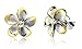 Sterling Silver with 14k Gold Plated Trim CZ Plumeria Stud Earrings, 12mm