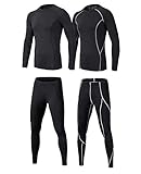 2 Packs(4pcs) Boys Compression Undearwear Sets Dry Fit Baselayer Top & Bottom Long Sleeve Tights