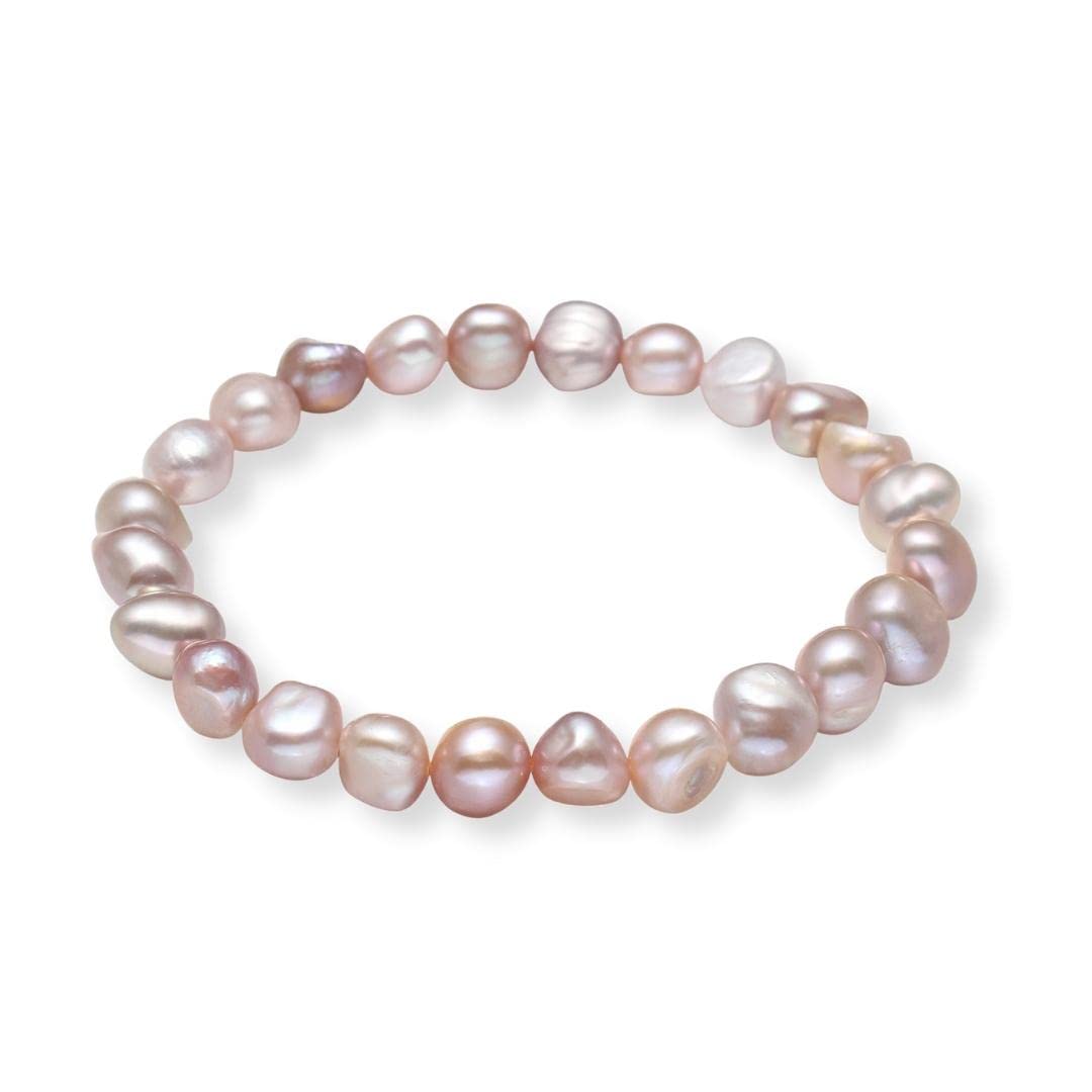 Treasure Bay Stunning 7-8mm Baroque Freshwater Pearl Bracelet for Women and Girls (Purple)