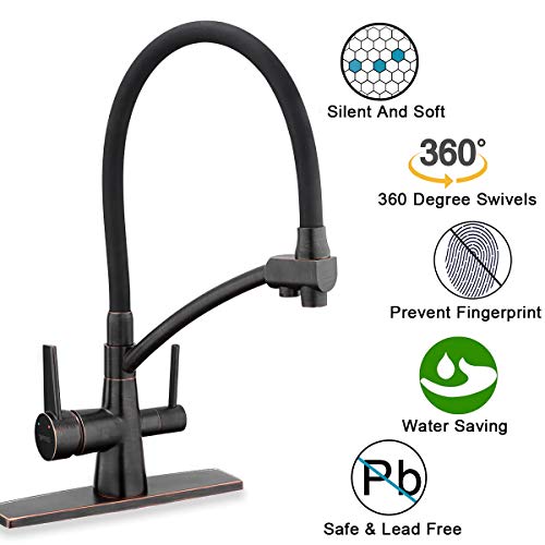 GAPPO Modern Pull Down Kitchen Sink Faucet 3 in 1 Water Filter Purifier Faucet Black Oil Rubbed Bronze
