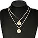 Yalice Layered Coin Necklace Chain Gold Pendant Necklaces Vintage Disc Necklace Jewelry for Women and Girls