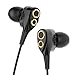 Earbuds, UiiSii DT200 in Ear Headphones with Microphone and Volume Control, Dual Drivers Earphones with HiFi Audio, Deep Bass for Noise Isolating, Compatible with Apple Headphones, Android(Black)