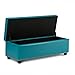 Simpli Home 3AXCOT-239-MBU Hamilton 48 inch Wide Traditional  Storage Ottoman in Mediterranean Blue Bonded Leather