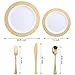 Supernal 8 Blade Vegetable Slicer Disposable Party Plates, Elegant Plastic Plates with Gold Rim Include 30 Dinner Plates, 30 Salad Plates, 30 forks, 30 knives, 30 spoons
