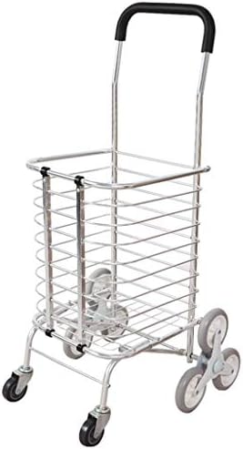Shopping Trolley, Stainless Steel Multifunction Small Cart Outdoor Hardware Store Small Cart Porter Tool Cart Size 964426CM (Color : Silver, Size : 964425CM)