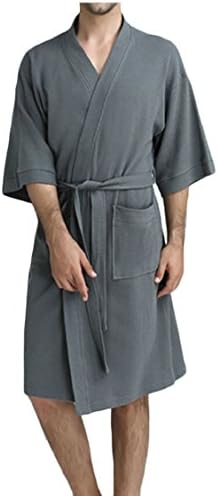 Yayu Men's Kimono Robe Soft Cotton Waffle Weave Spa Robe