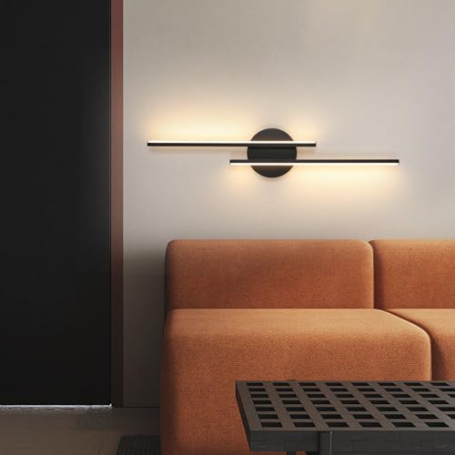 Riserva Indoor Wall Light, 24 W Modern Lamp, Long LED Black Wall Lamp, Wall Lamp for Bedroom, Stairs, Hallway, Living Room, 3000 K Warm White