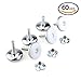 Hilitchi 60pcs (30 Pairs) External Thread Furniture Glides Level Leveling Feet Pad Base and T Nut Pronged - M6 x 15 x 28mm / M6 x 20 x 28mm / M6 x 25 x 28mm, White (M6)