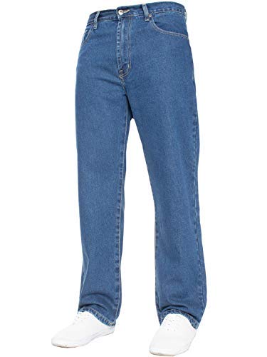 Mens Straight Leg Basic Heavy Work Jeans Denim Pants All Waist Big Sizes Stone Wash 40 W X32L