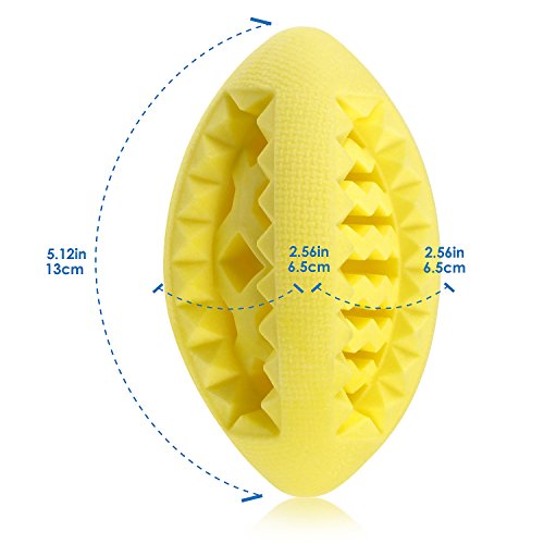 Fluffy Paws Soft Rubber Toy IQ Treat Chewing FeedBall for Dogs (Dental Treat and Bite Resistant) Durable Non-Toxic Strong Tooth Cleaning FootBall for Pet IQ Training/Chewing/Playing, Chew Toys,Yellow