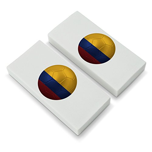 Colombia Flag Soccer Ball Futbol Football Eraser Set of 2