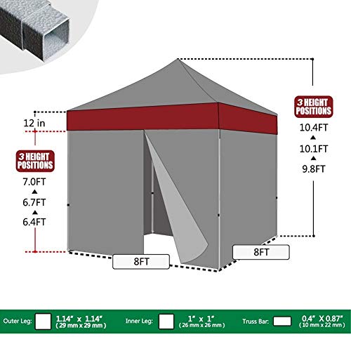 Eurmax USA 8'x8' Ez Popup Canopy Tent Commercial Instant Canopies with
