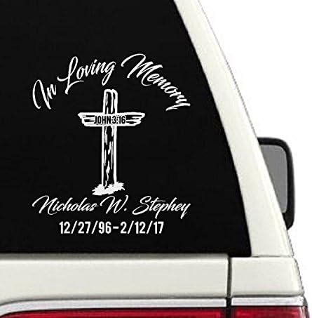 In Loving Memory Wooden Cross Car Decal (#24)