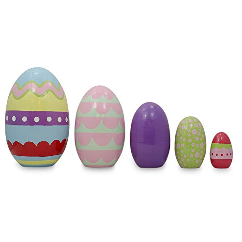 5" Set of 5 Ukrainian Easter Eggs Pysanky Wooden Nesting Dolls