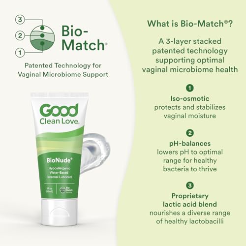 Good Clean Love BioNude Ultra Sensitive Personal Lubricant, Hypoallergenic Unscented & Unflavored Water-Based Lube, Safe for Adult Toys & Condoms, Intimate Wellness Gel for Men & Women, 3 Oz