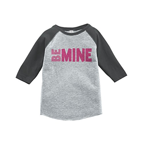 Custom Party Shop Kids Be Mine Happy Valentine's Day 4T Grey Raglan
