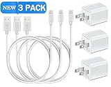 Charger, 5W 1A Certified Universal USB Travel Power Wall Adapter with [Heavy Duty] 3 FEET/ 1 METER Lightning to USB Cable iOS10 (3 Pack)