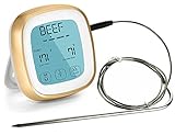 Digital Meat Themometer/Timer with Probe,Touchscreen Oven Thermometer for Kitchen BBQ Grilling Food barbecue and Smoker