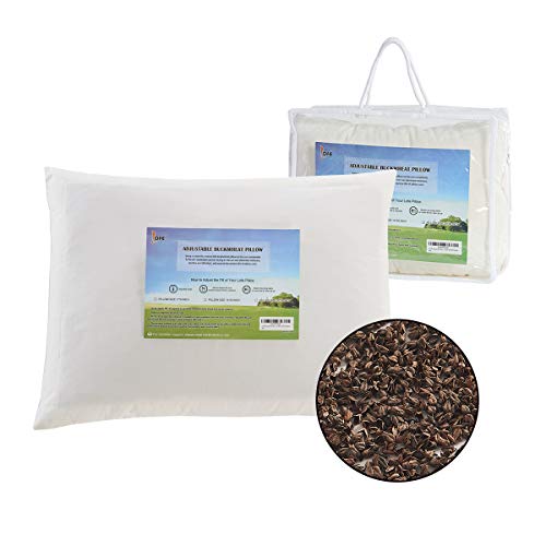 Lofe Buckwheat Hull Pillow for Sleeping with Organic Cotton Cover, Adjustable Loft of Premium Fiber Layer, Queen Size(20x28), Breathable for Cool Sleep, Cervical Support for Back and Side Sleepers - Thumbnail 7