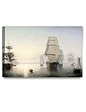 DECORARTS -Boston Harbor, Sunset, Fitz Henry Lane Classic Art Reproductions. Giclee Canvas Prints Wall Art for Home Decor 30x20 x1.5