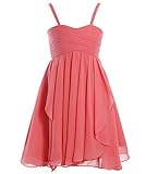 Fashion Plaza Girl's Short Chiffon Flower Girl Dress with Cascade Ruffle K0130