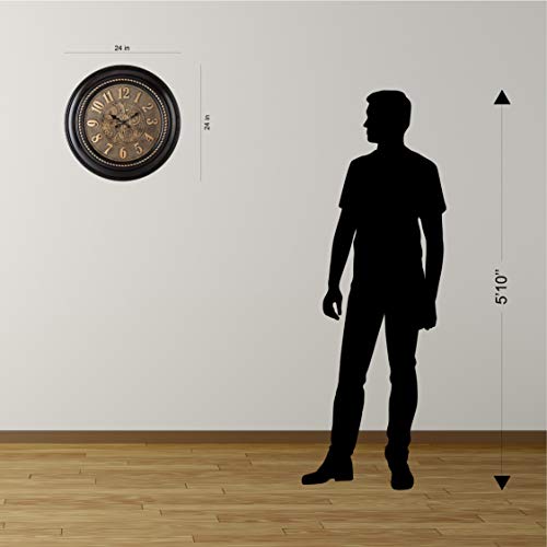 Pacific Bay Rodalben Giant Decorative 24-inch Wall Clock Silent, Non-Ticking, 3-D Aluminum Dial, Easy-to-Read, Quartz Battery Operated