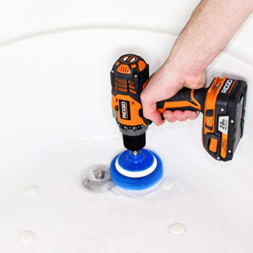 RotoScrub Bathroom Cleaning Scrub Pads + Corners and Edges Brush - Drill Accessory Combo Kit