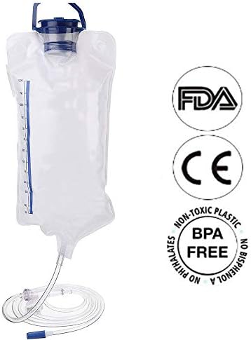 1.2L Reusable Enema Bag Kit for Colon Cleansing Internal Cleansing, with Silicone Hose and 10 Replacement Insertion Tips - Coffee Enema Bag Enema Kit Home Enema