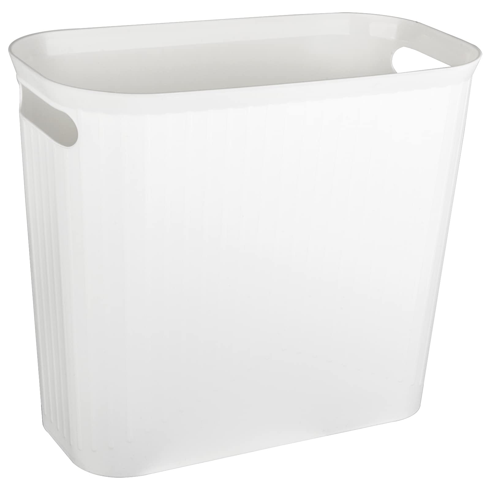 Photo 1 of rejomiik Small Trash Can, 3.5 Gallon Garbage Can Slim Waste Basket Plastic Trash Bin Container with Handles for Bathroom, Bedroom, Home, Office, Dorm Room, Kitchen, Rectangular, White