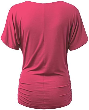 MBJ Womens V Neck Short Sleeve Wrap Front Drape Dolman Top - Made In USA
